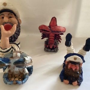 Wonderful Selection of Figural Resin Wine Bottle Holders- Sailors/Lobster/Crab